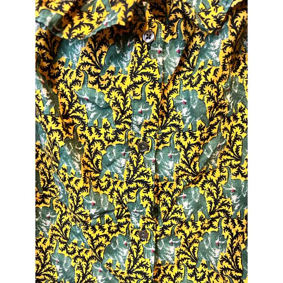 J. Crew green Ratti Elephant Animal Print Ruffle Off-Shoulder Top womens size 10 - Picture 6 of 6